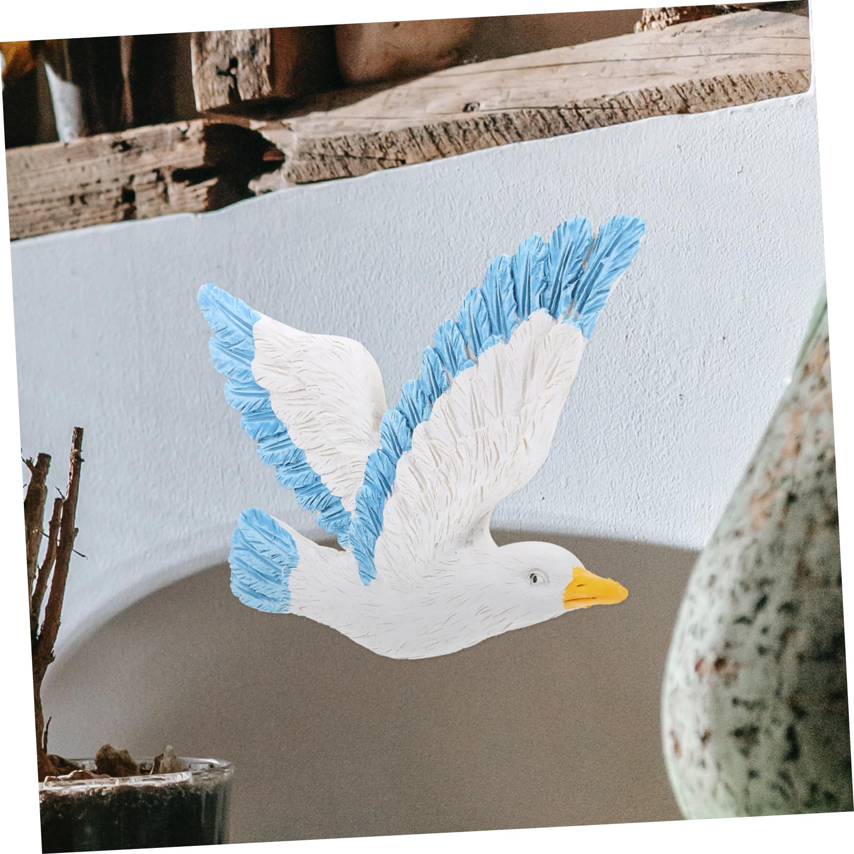 Decorazione da Parete Stile Mare Gabbiani, in Resina Blu, 3 Pezzi, Sicura da Appendere, per Camera da Letto e Albero