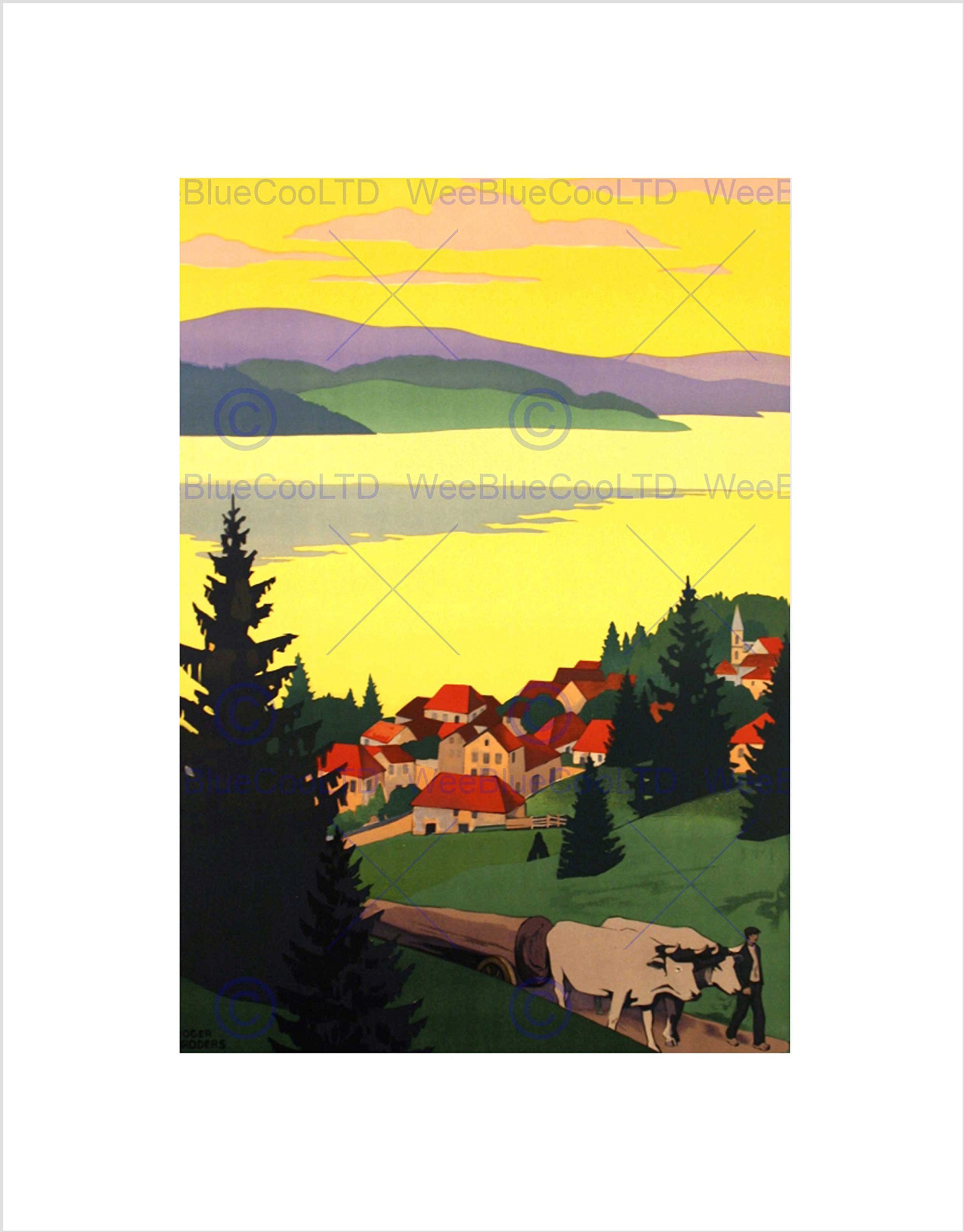Wee Blue Coo Travel France Jura Lac Malbuisson Art Picture Wall Art Print