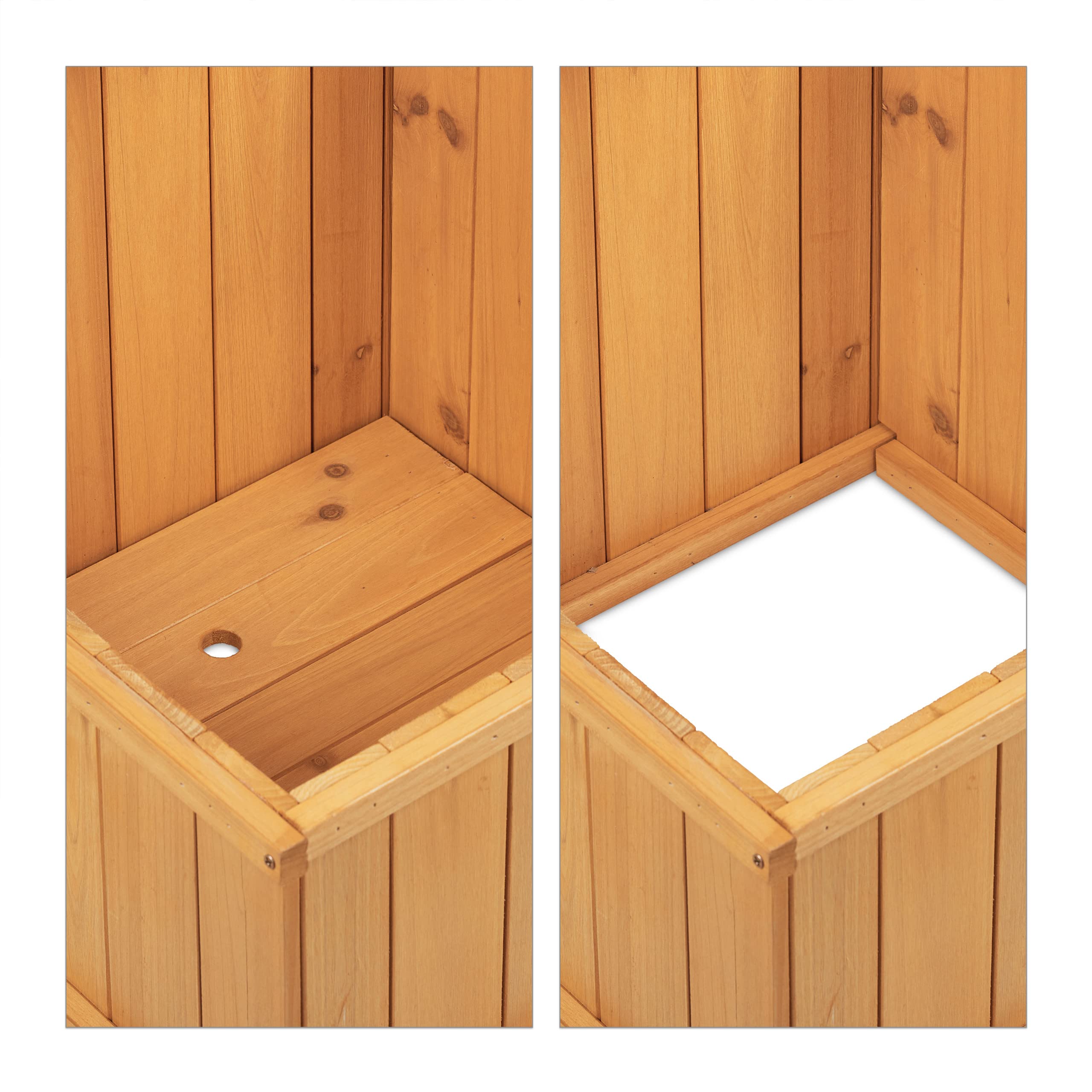 Relaxdays Hochbeet, gestuft, 4 Pflanzkästen, Garten, Balkon, Terrasse; Pflanzbeet aus Holz, HxBxT: 61x81x81 cm, Natur