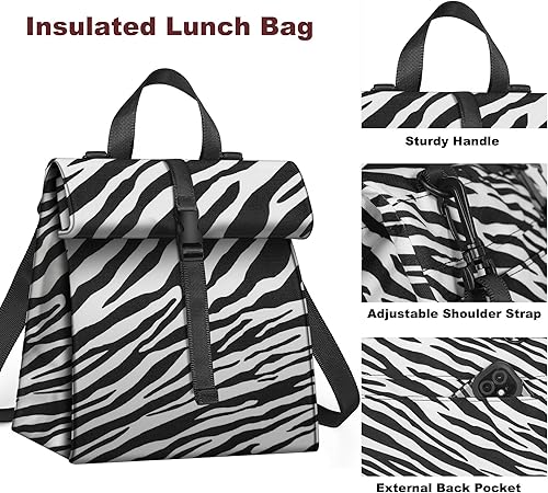 Miniatura 4 de Lonchera para mujeres y hombres, lonchera plegable para adultos, bolsa de almuerzo aislada para oficina, trabajo, picnic con correa para el hombro,