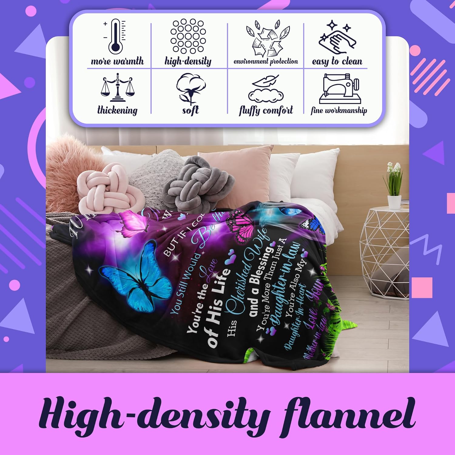 Atokke Daughter in Law Gifts, Daughter in Law Gifts from Mother-in-Law, Wedding Anniversary Valentine's Birthday Presents Throw Blanket 60"x50" - Image 4