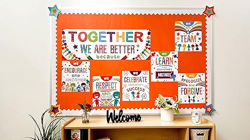 Miniatura 4 de Sproutbrite Juego de carteles decorativos y tablones de anuncios para el aula, juntos somos mejores