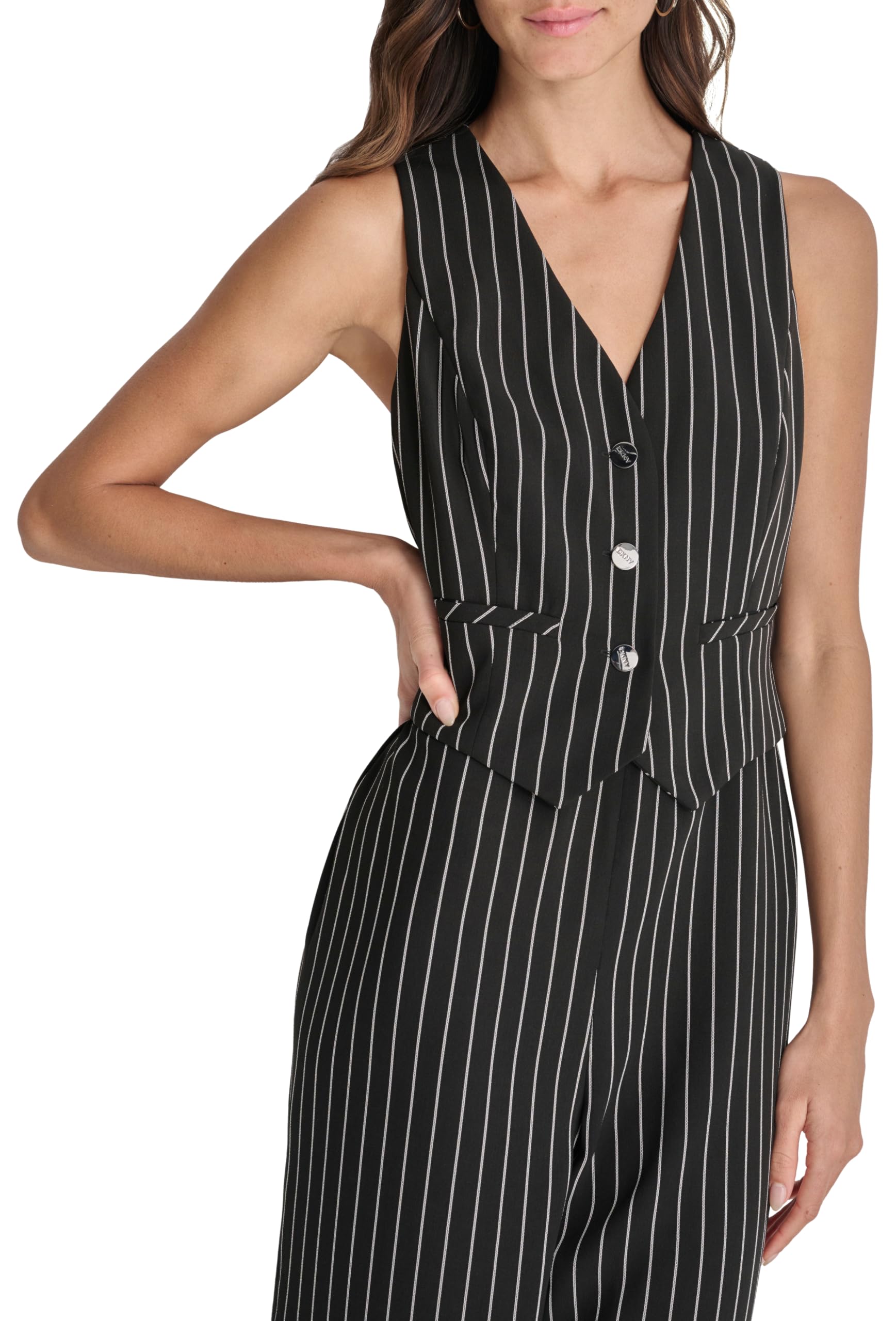 DKNY Sleeveless Vest Jumpsuit Vestido para Mujer