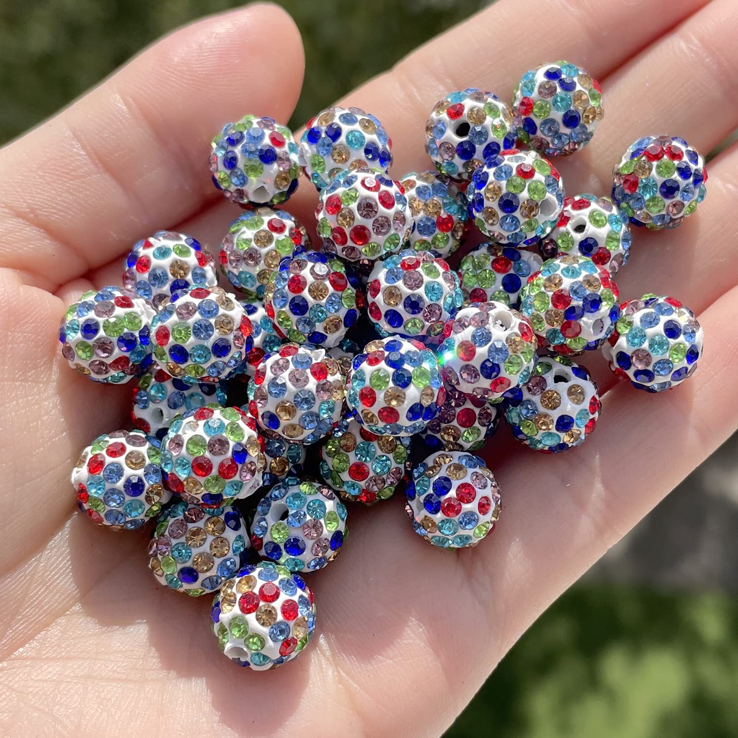 20 Perles Strass En Argile Rose 10mm - Haute Qualité, Environ 65 Strass Par Perle, Neuf