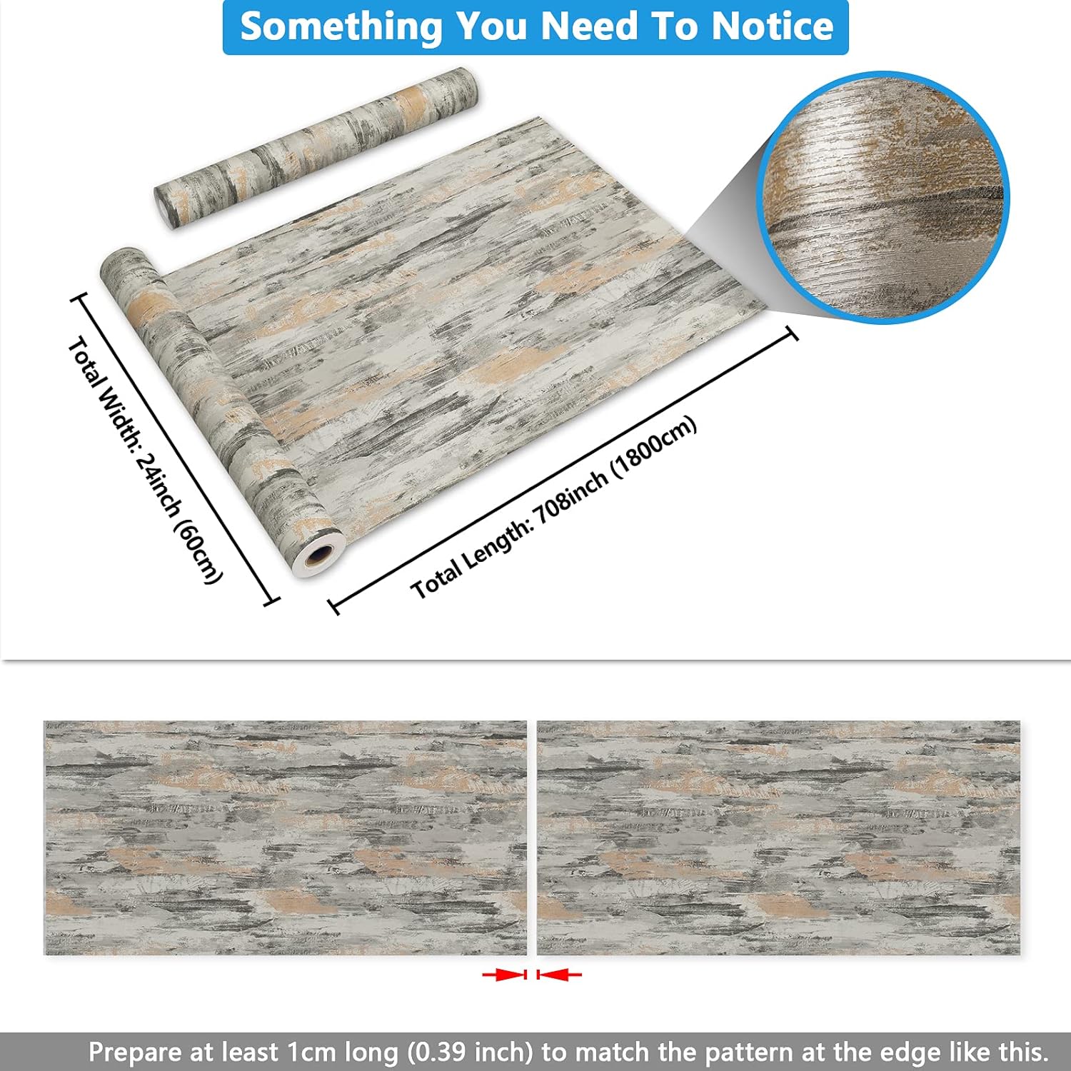 CRE8TIVE Large Size 24"x708" Concrete Contact Paper Stained Cement Look Wallpaper Extra Thick Durable Texture Decorative Sticker Roll Peel and Stick Self Adhesive Wall Mural for Bedroom Countertop