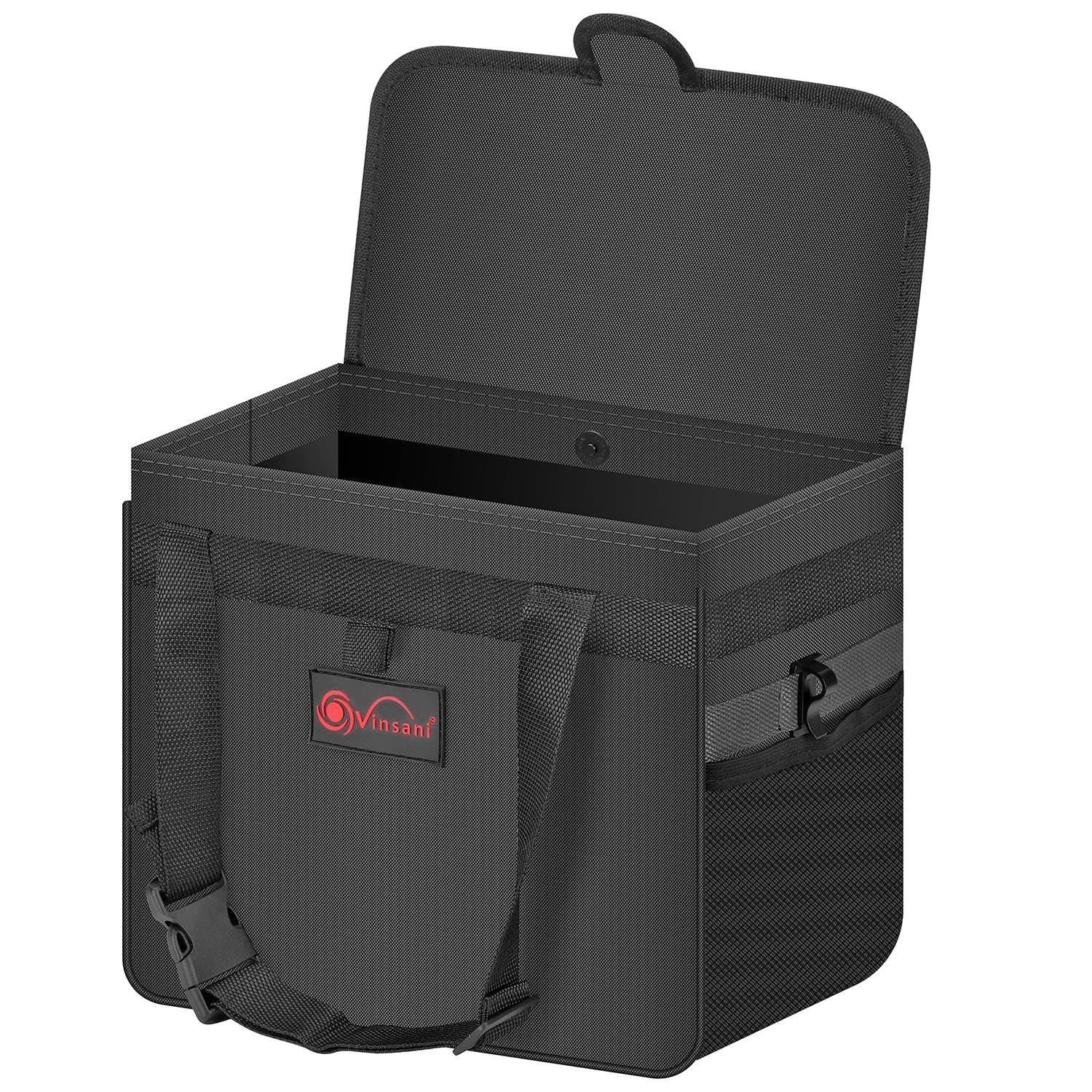 (, Large) Vinsani Car Rubbish Bin W/ Lid Leakproof Interior Black 5060839163654