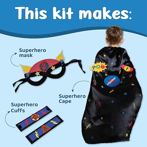 Miniatura 2 de jackinthebox Kit de arte y manualidades de superhéroes, haz una capa, máscara y puños, el mejor regalo para niños de 5, 6, 7, 8 años, 3 proyectos de