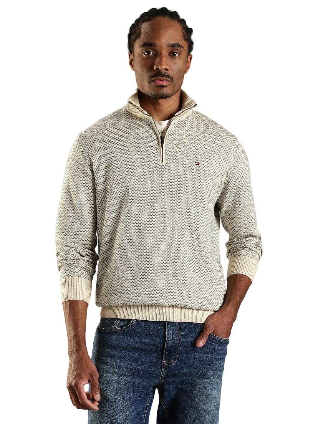 Texture Regular Fit Cotton Sweater-image-7