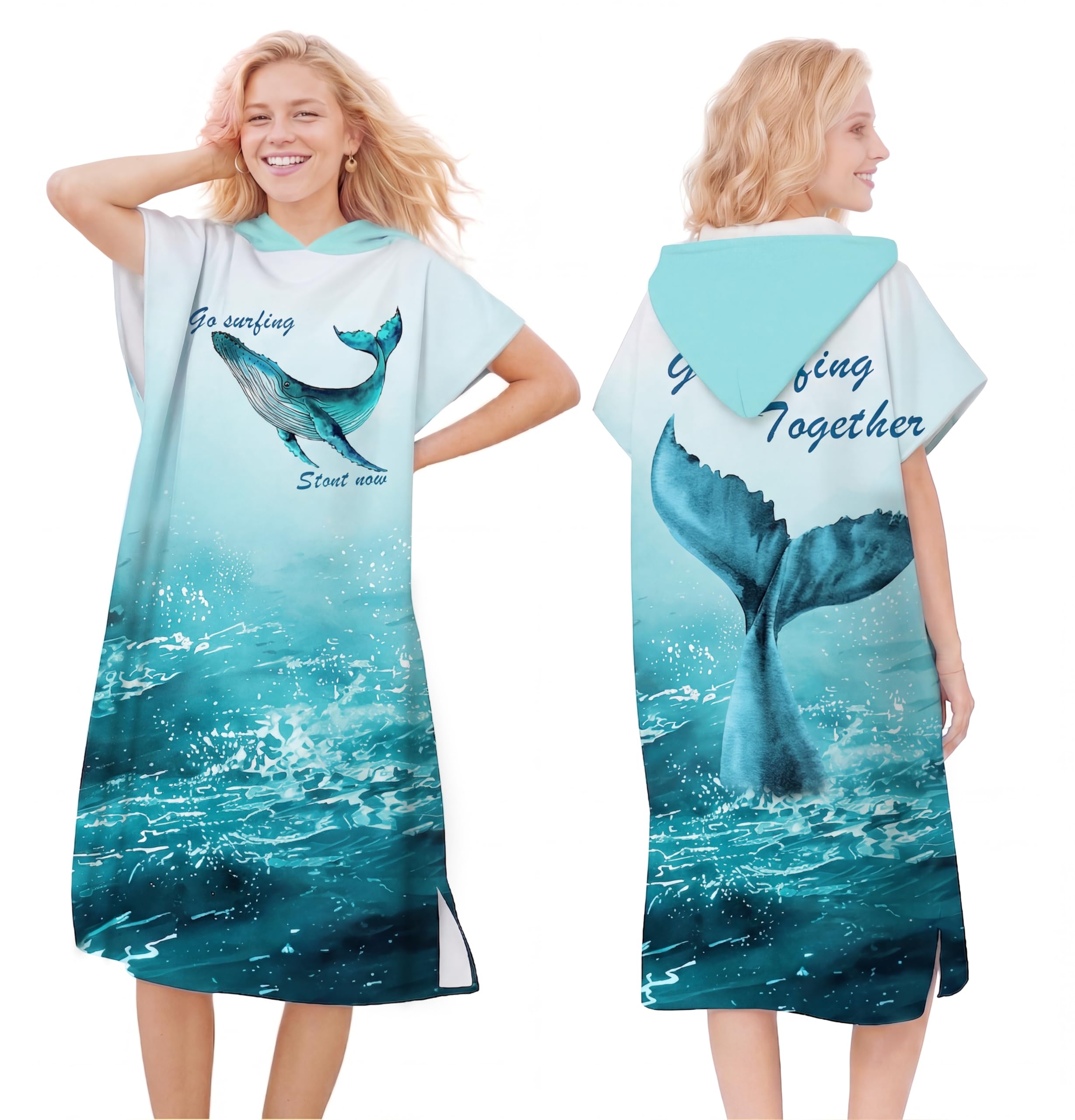LOMTRATS Quick-drying Surf Poncho, Changing Towel, Bathrobe, Sports Towels for Swimmers,Hoodie for Adults,Swimming,Beach,Surfing,Diving,Bathing（Adult-L）