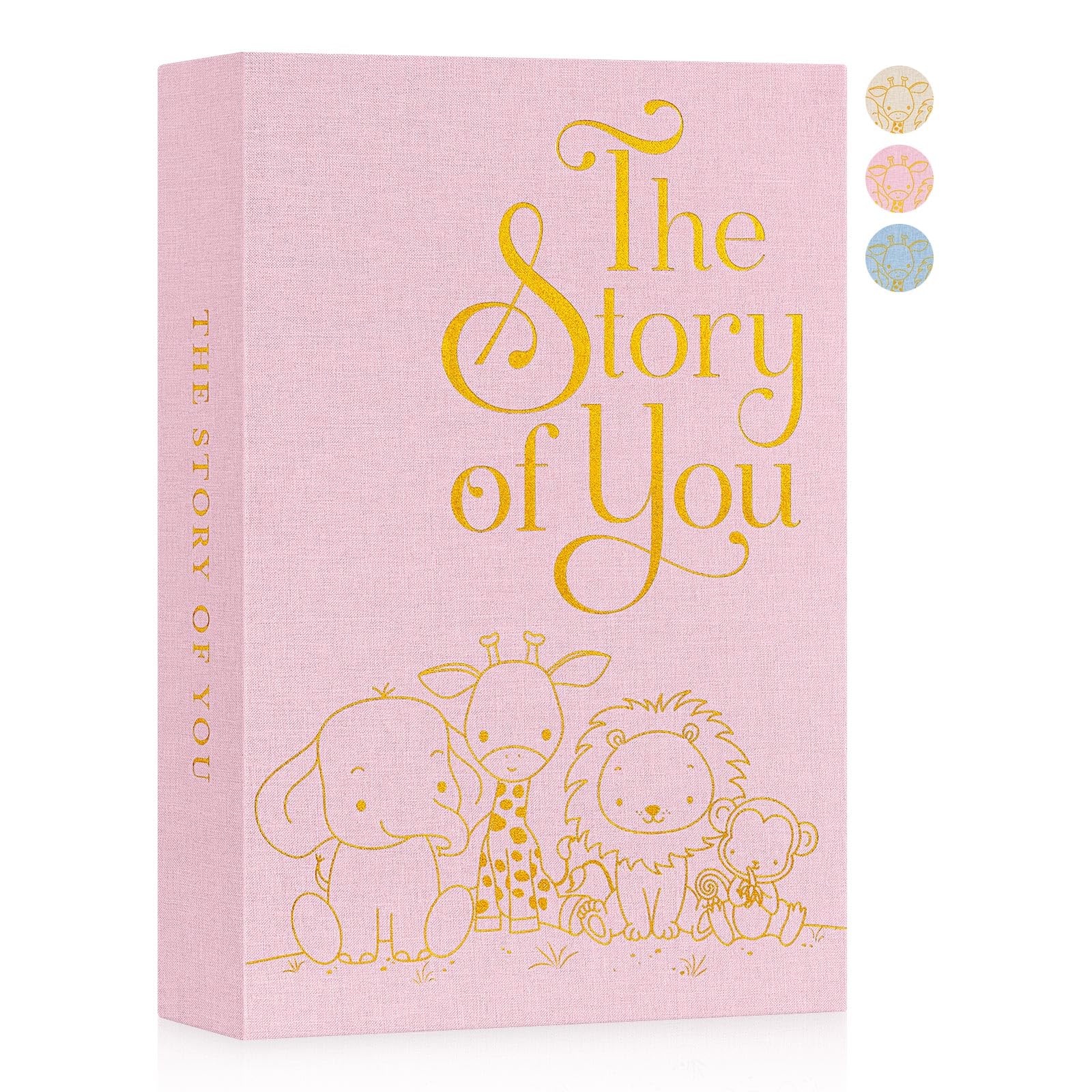 Ywlake Baby Photo Album 6x4 300 Pockets, Animal Linen Newborn Bebe Ultrasound Photo Album with Memo Writing Area, Cover Photo Book, Picture Album for kids, Baby Girl Memory Book Keepsake Pink