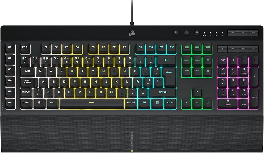Corsair K55 RGB PRO Teclado para Juegos con Teclas de Membrana, Retroiluminación RGB Dinámica, 6 Teclas Macro con Integrac...