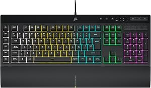 Corsair K55 RGB Pro Teclado para Juegos con Teclas de Membrana – Negro | QWERTY español, Retroiluminación RGB, 6 Teclas Macro con Integración el Software Elgato, Resistencia al Polvo y los Derrames
