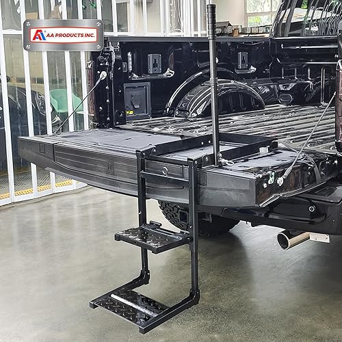 Miniatura 6 de Escalera plegable para puerta trasera de camioneta, escalón retráctil para puerta trasera de camión con pasamanos telescópicos, pedales anchos para