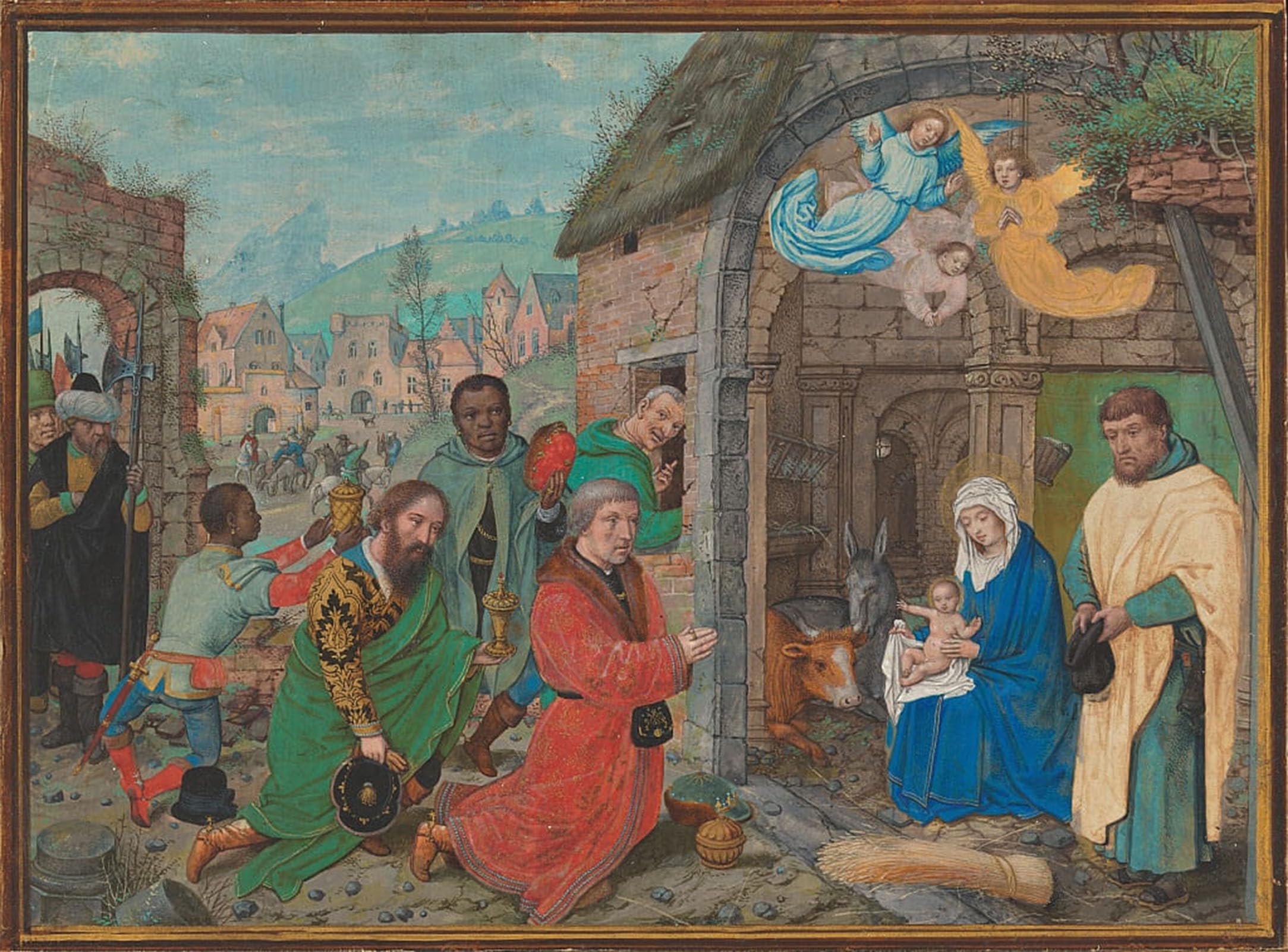 ARTXLXXBN Famous Prints Artwork Pictures Poster Painting Art the Adoration of the Magi by Simon Bening Artwork Landscape Pictures for Home Decor 60x90cm