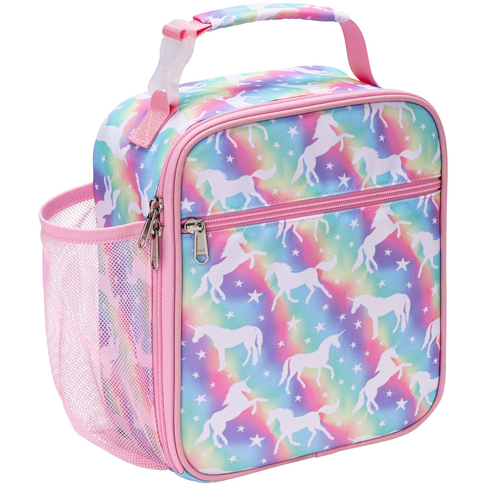 Bagseri Kids Lunch Box for Girls - Insulated Toddler Lunch Bag Fits Bento Box, Reusable Daycare Cooler Tote with Clip Handle, Water-Resistant Lining,