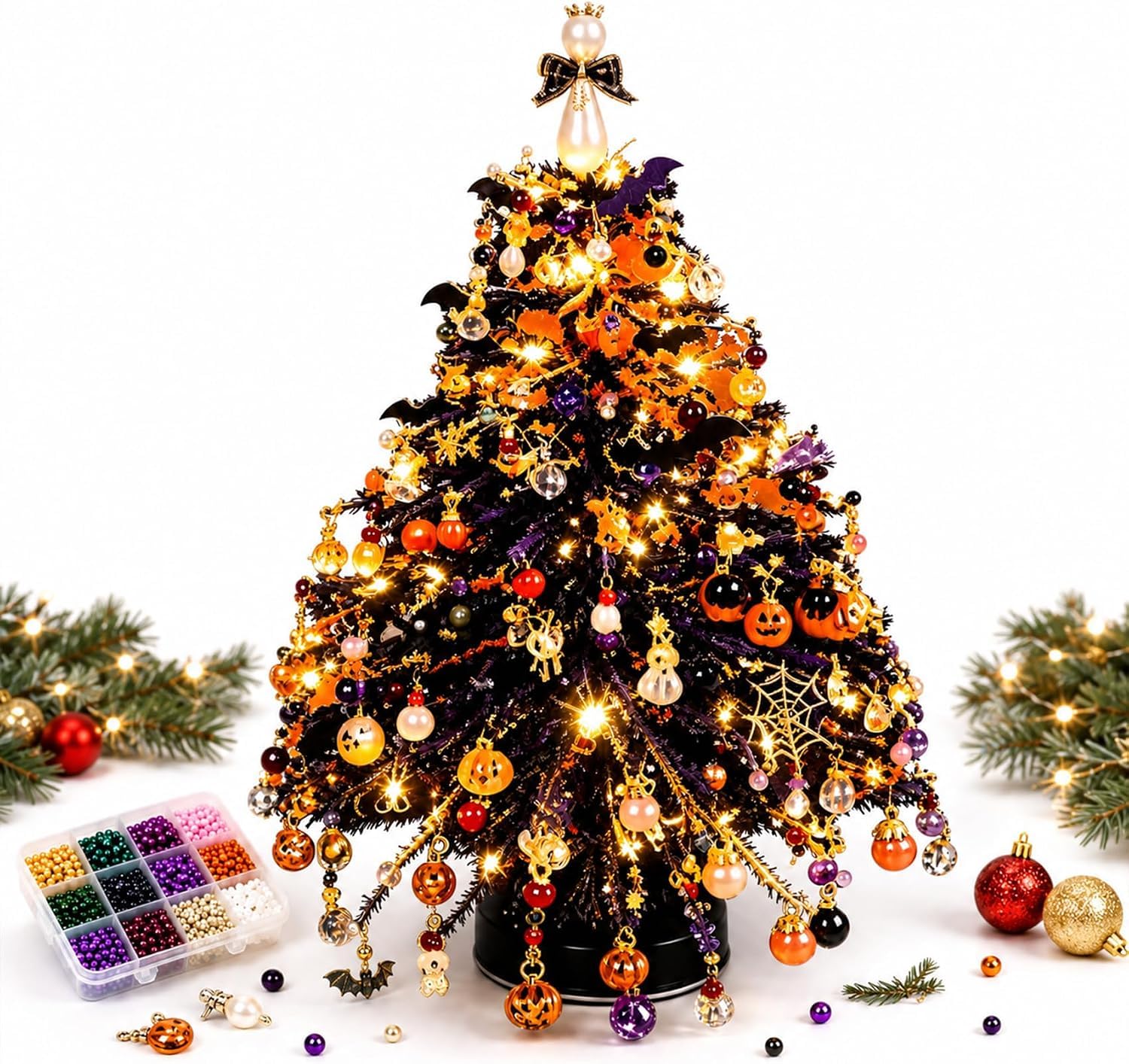 DIY Beaded Christmas Tree Kit 3D Mini Crystal Bead Xmas Craft Set
