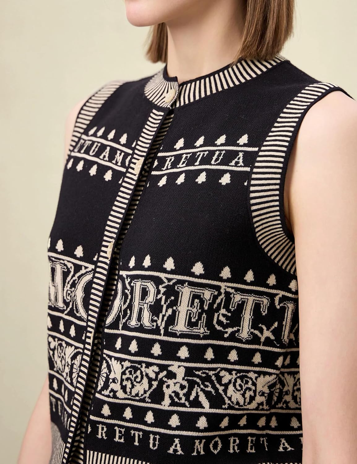 Amoretu Women's Lyocell Knit Sweater Vests Button-Up Pattern Classic Tops, 2024