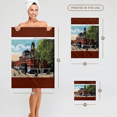 Miniatura 6 de 3dRose 15x22 Hand Towel - The Brooks House, Brattleboro, Vermont with Antique Cars BLN Vintage US Cities and States Postcards