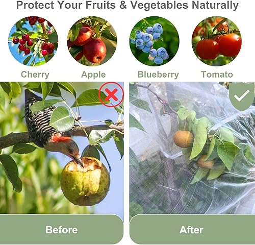 Miniatura 2 de Cubierta de red para árboles frutales con cremallera y cordón, 2 paquetes de red de barrera de insectos de 4 x 4 pies para protección del jardín,