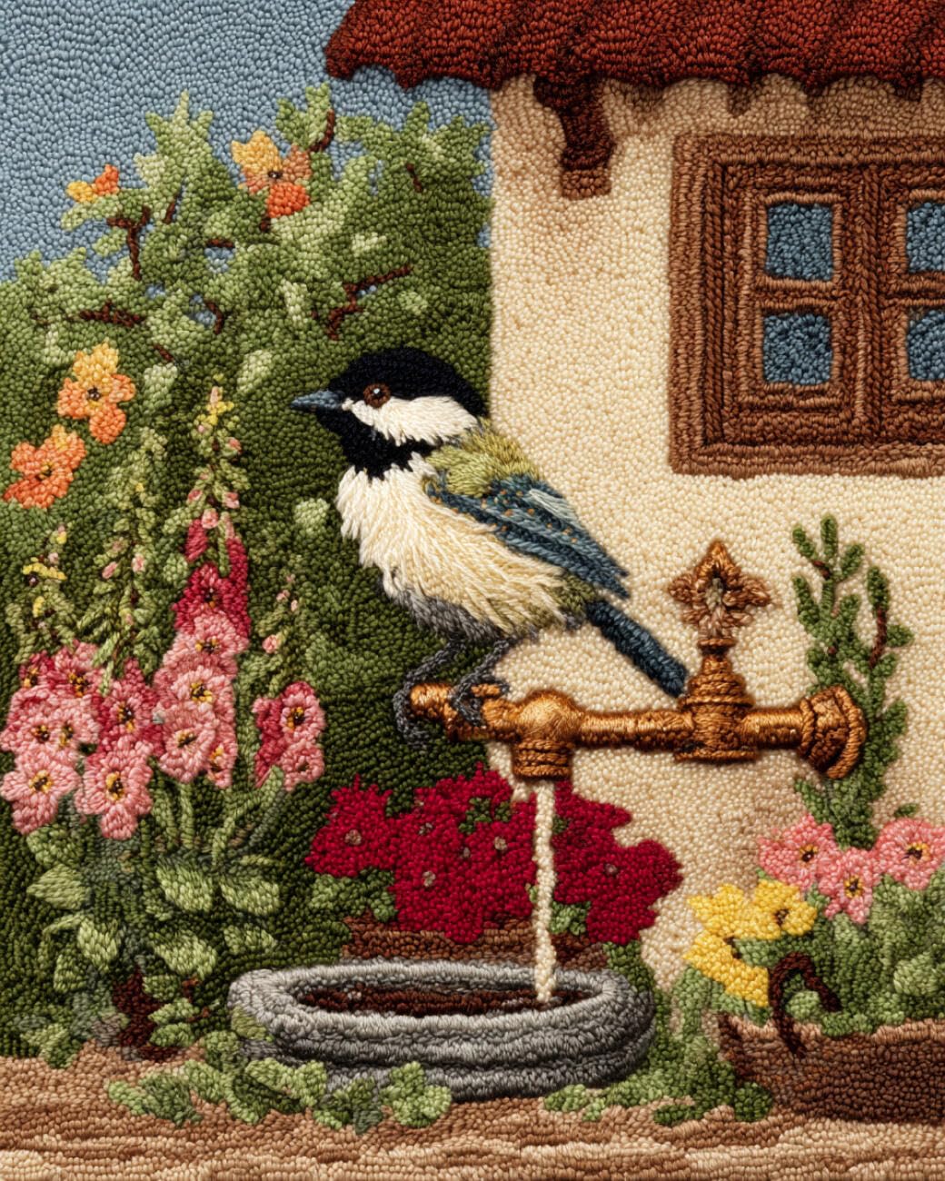 AMBATTERY Carpet Latch Hook Kit Birds and Flowers 90x120cm