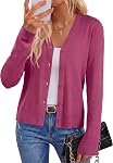 Arach&Cloz Women's Wool Blend Cardigan V Neck Button Business Casual Sweaters Tops