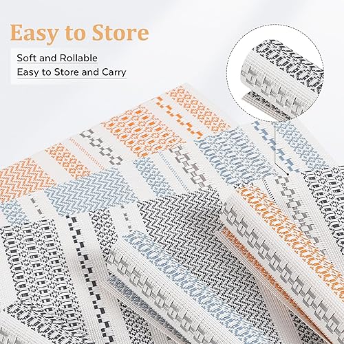 Miniatura 9 de FAVE Juego de 6 manteles individuales de vinilo bohemios, duraderos, lavables, resistentes al calor, de PVC, para fiestas, bodas, comedor, banquetes