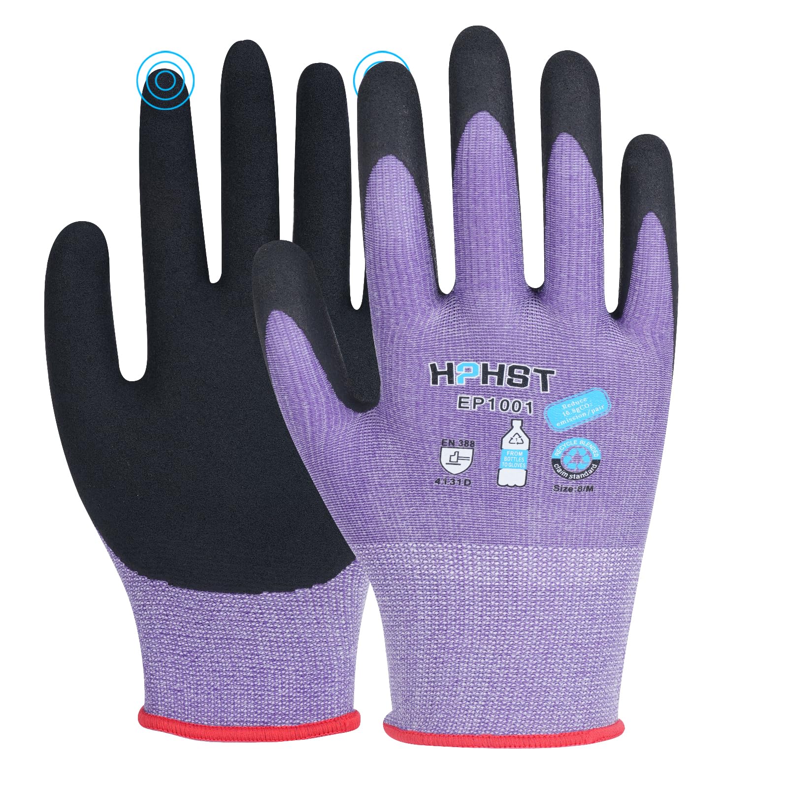 HPHST Work Gloves for Women, Eco Friendly Safety Work Gloves with Breathable Rubber Coated, Smart Touch,3 Pairs