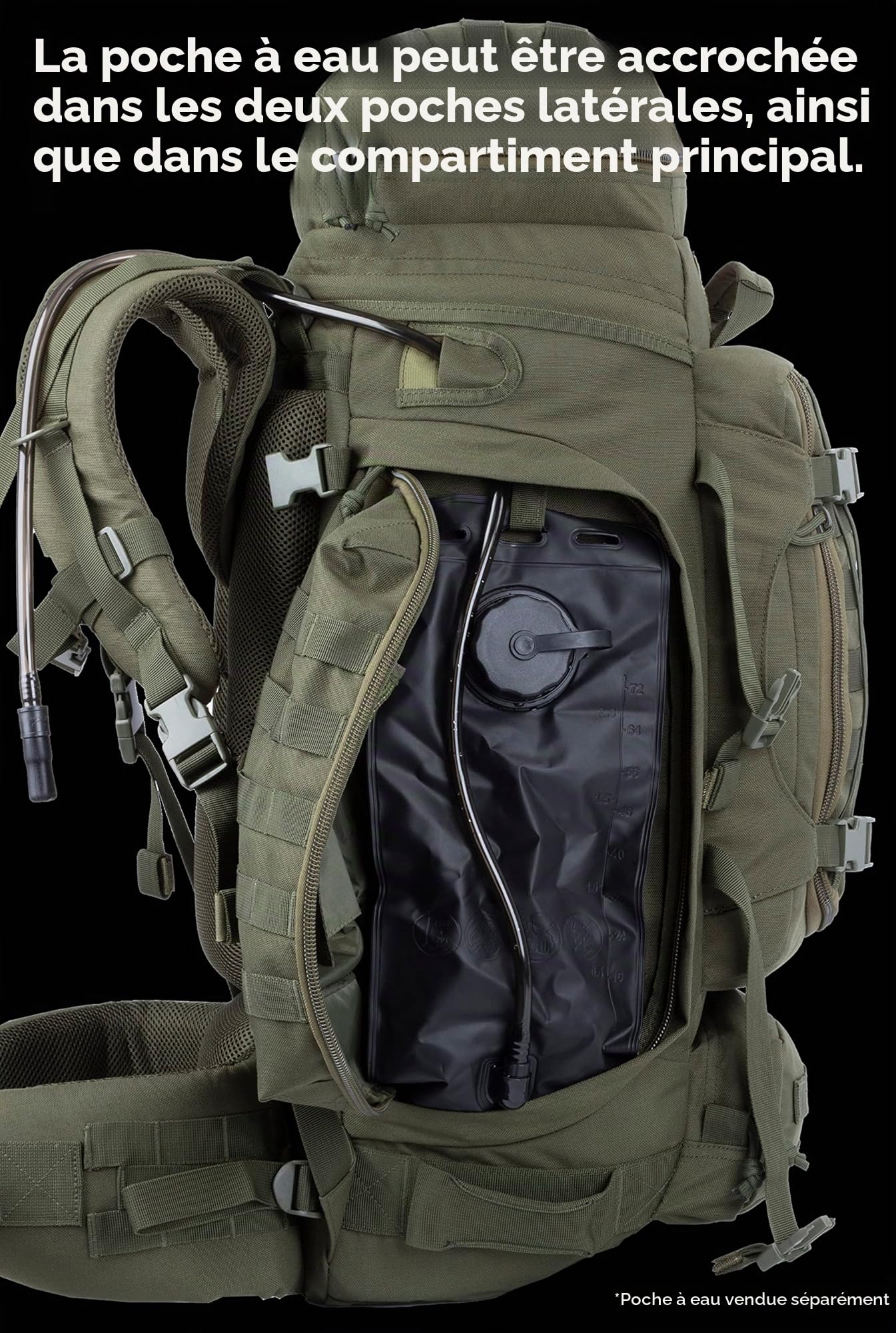 Grand Sac à Dos Tactique Militaire avec Cadre Interne d'hydratation et Molle Compatible pour Le Camping, la Chasse, la randonnée et L'Aventure Sauvage 80 l