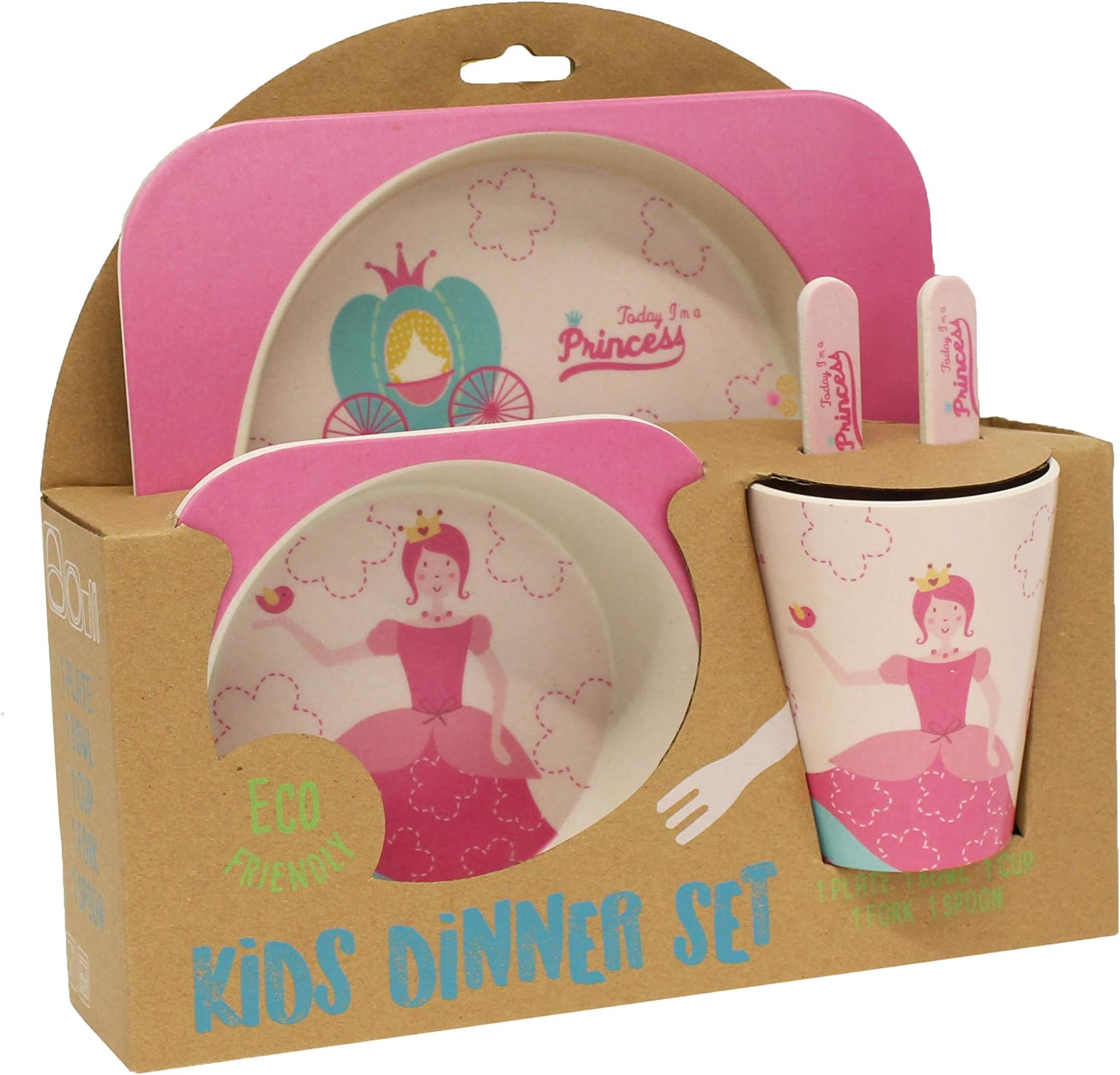 Gourmet Home Products 5-Piece Kids Dinner Set, Pincess