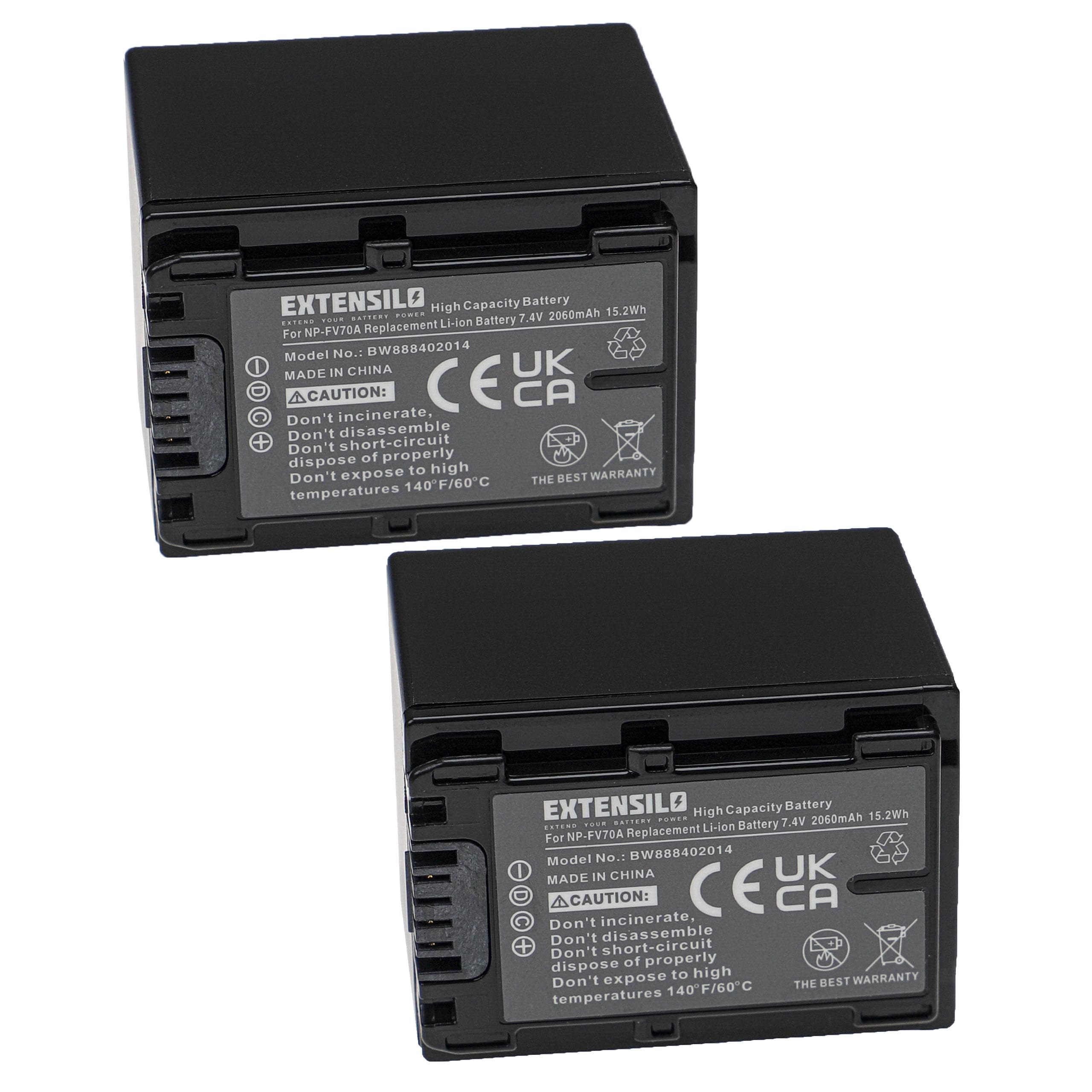 2X Batterie Remplacement pour Sony NP-FV70A