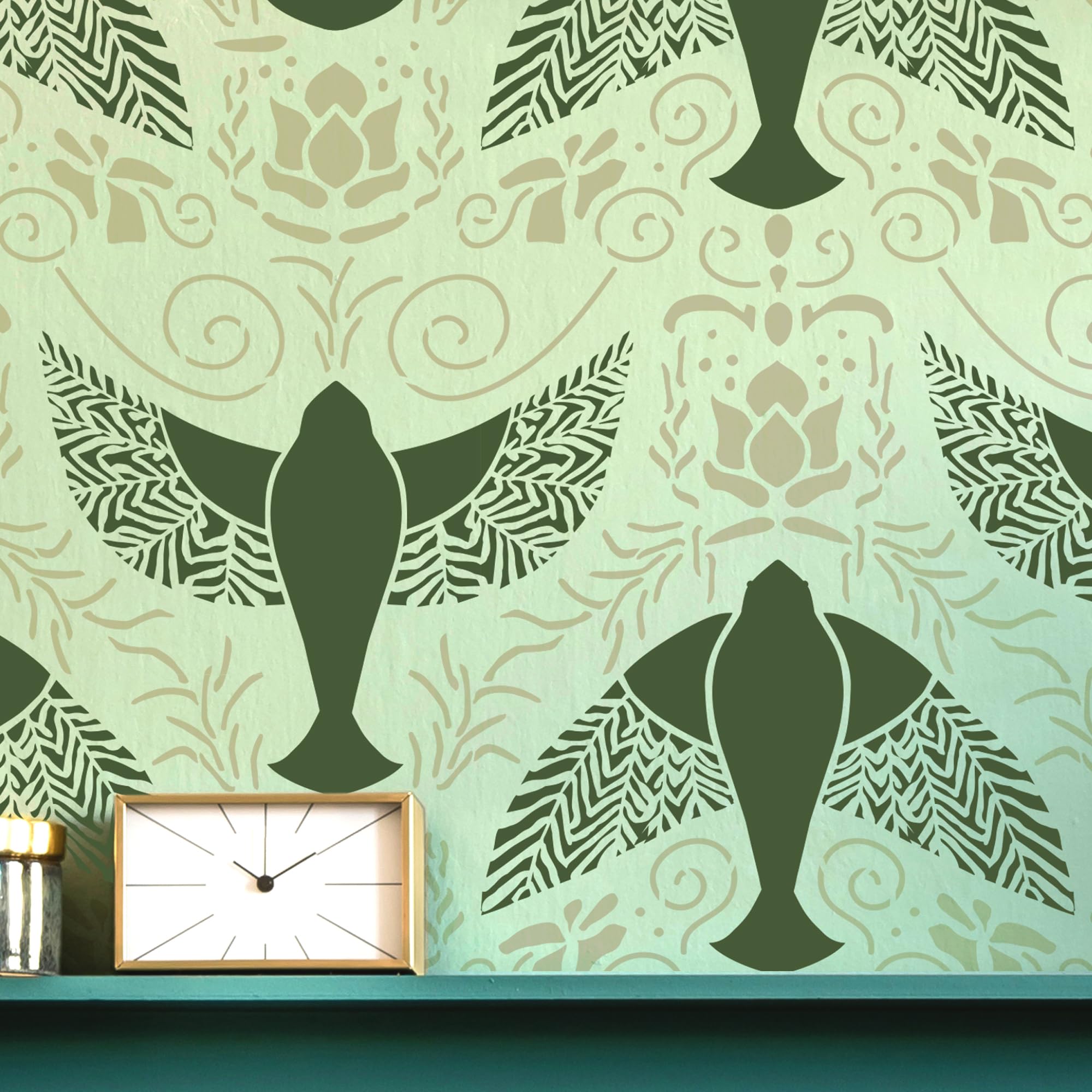 STENCILIT® Birdies Wand Schablone - 2er-Pack Schablone 43 x 49 cm, Boho Wand Schablonen zum Malen großer Muster, Moderne