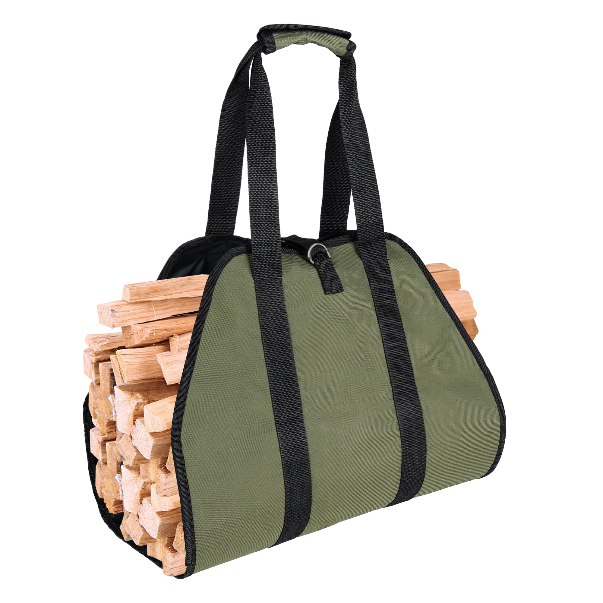 MarrywindixGreen Waxed Canvas Firewood Bag Carrier for Camping Trip