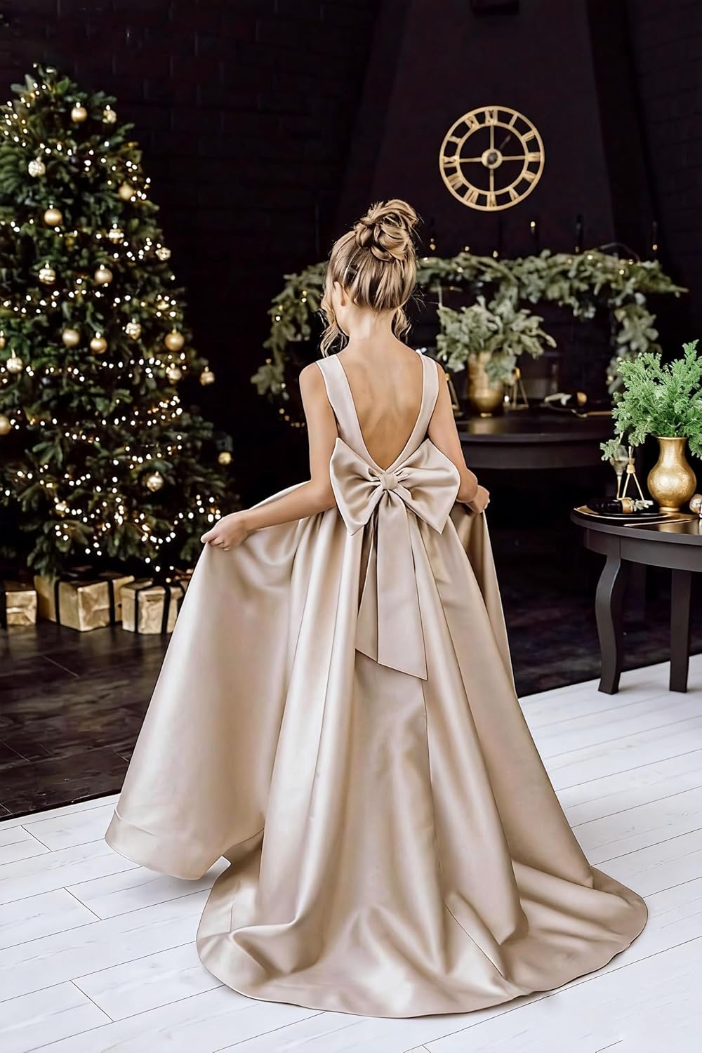 Backless Flower Girl Dresses Silk Satin Junior Bridesmaid Dress for Girls Birthday Party Kid Pageant - Image 4