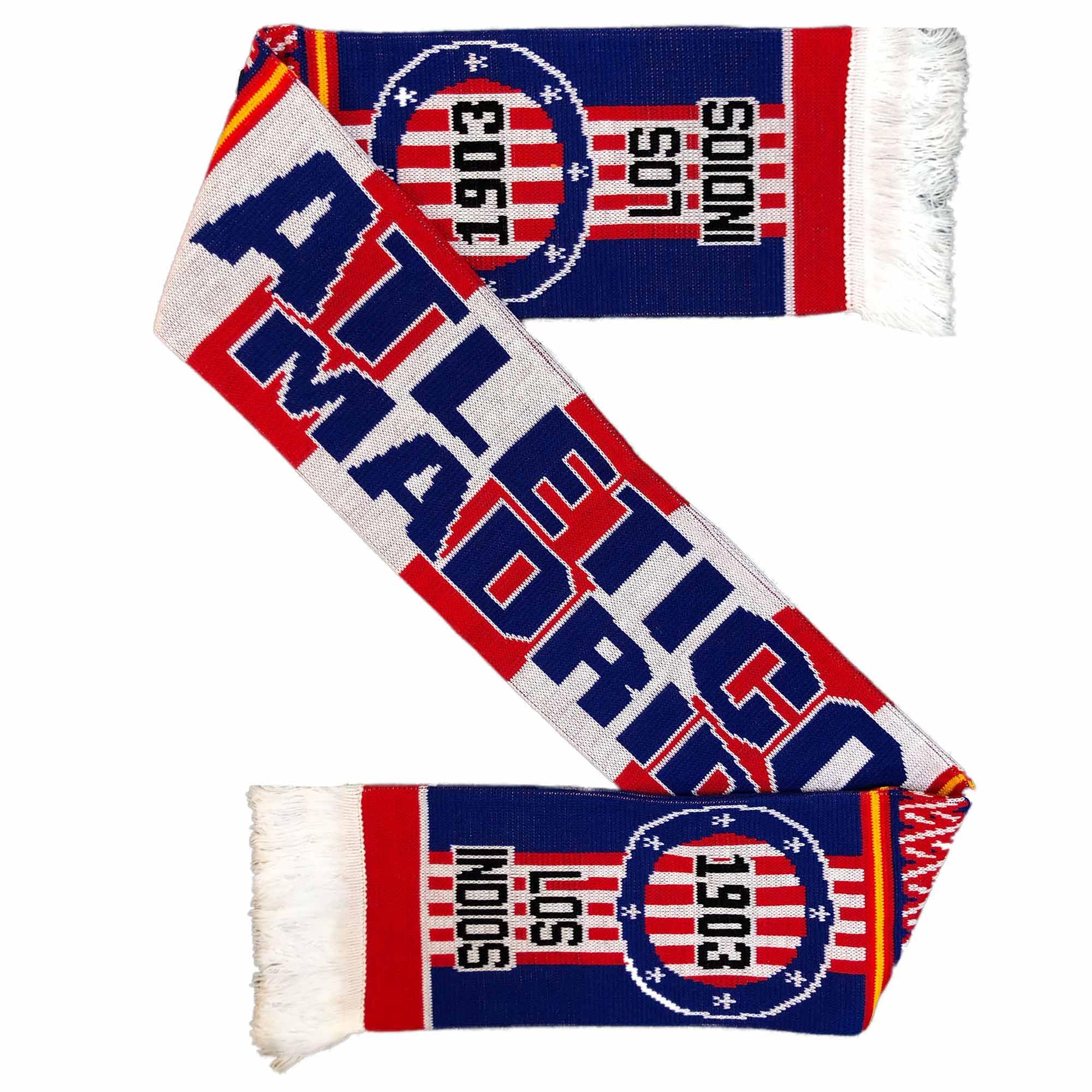 Gifts 4 All Unisex Multicolour New Atletico Madrid Crest Football Fans Scarf, Atletico Madrid Football Souvenir Scarf, Atl Madrid Football Scarves, Los Indios La Liga Fans Gift