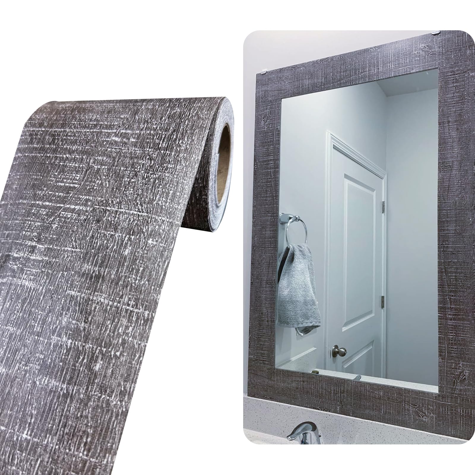 Peel & Stick Wallpaper Border - 390" X 4" Self-Adhesive Mirror Frame, White Wood Grain, Easy DIY For Kitchen Bathroom