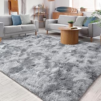 Chicrug Soft Area Rugs for Bedroom Living Room Plush Fluffy Rug 4x6 Feet, Shag Furry Area Rug Carpet Non Shedding for Nursery Children Kids Girls Room Home Decorative, Grey and White