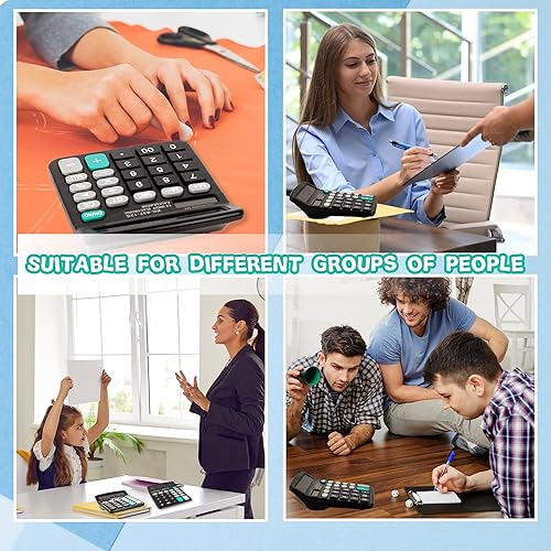 Miniatura 7 de Paquete de 10 calculadoras de escritorio de 12 dígitos con pantalla LCD grande, calculadora electrónica de doble potencia para estudiantes, oficina,