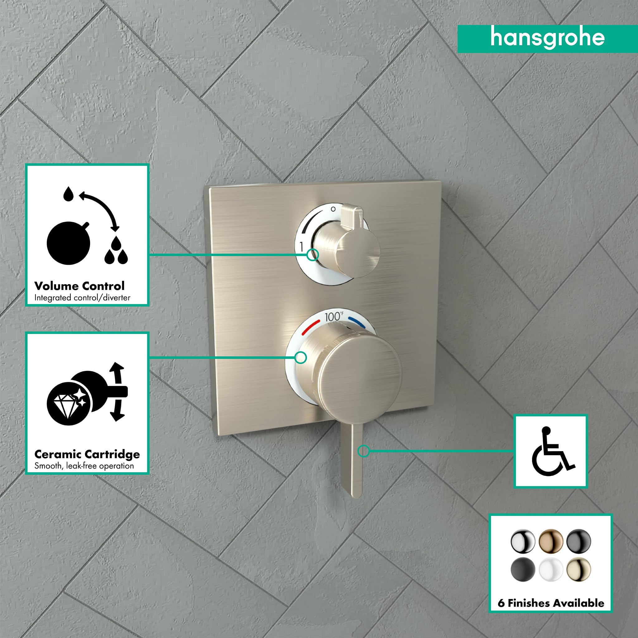Hansgrohe Shower Trim Kit In Brushed Nickel - For IBox Universal Plus Rough Valve - View #3