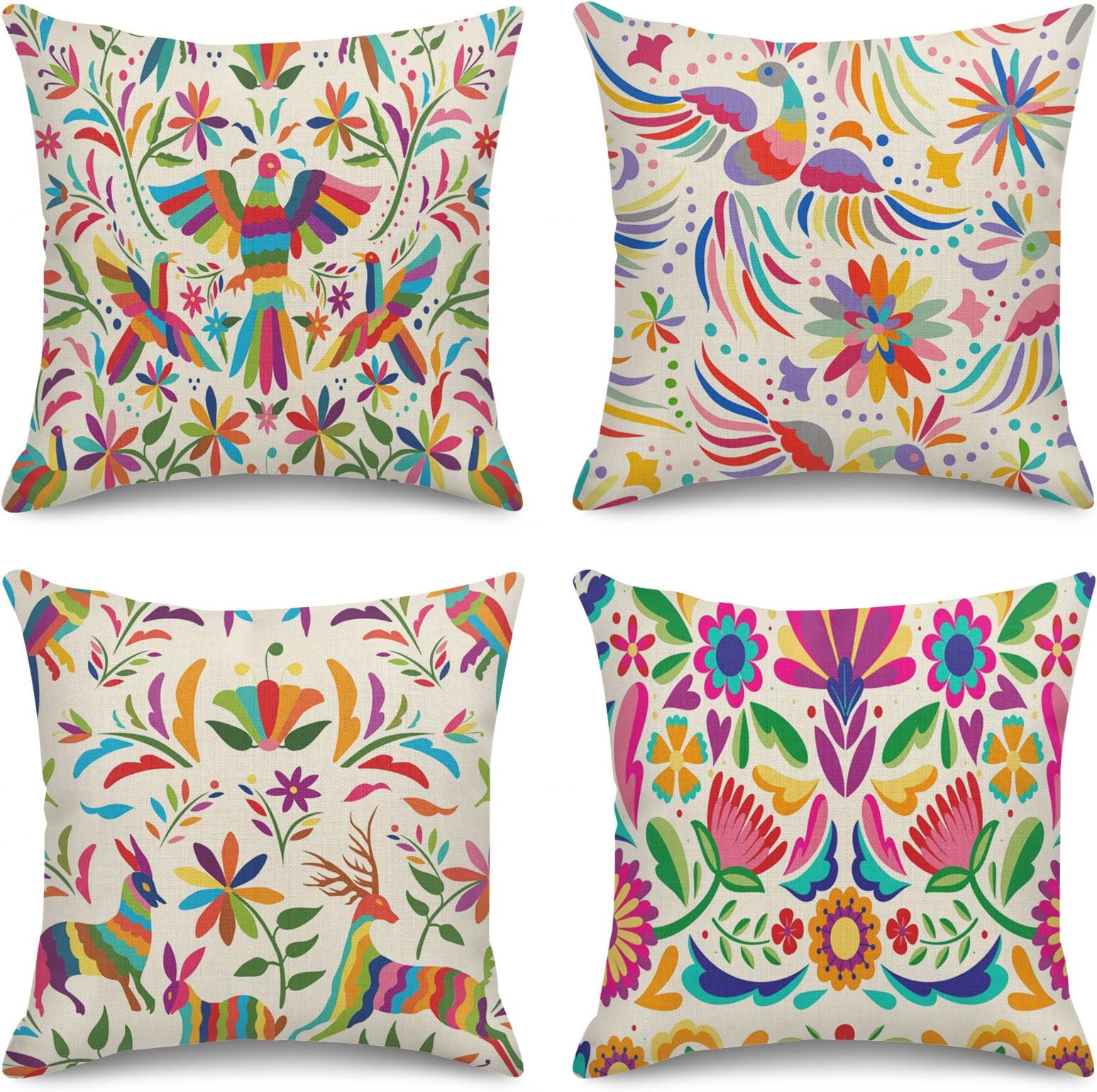 JIANKUN Set of 4 Cushion Covers Spanish Mexican Talavera