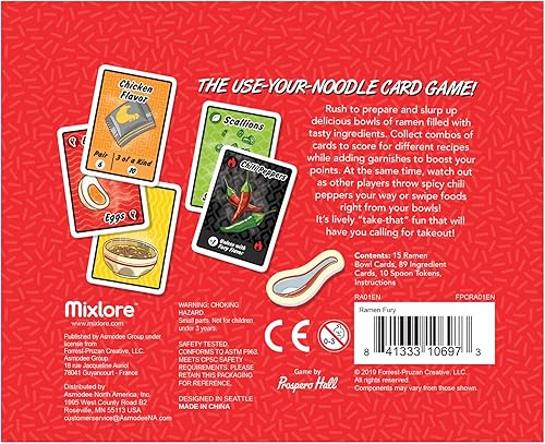 Miniatura 2 de Mixlore Juego de cartas Ramen Fury  Juego de estrategia temática para llevar  Divertido juego familiar para adultos y niños  A partir de 8 años, 2 a