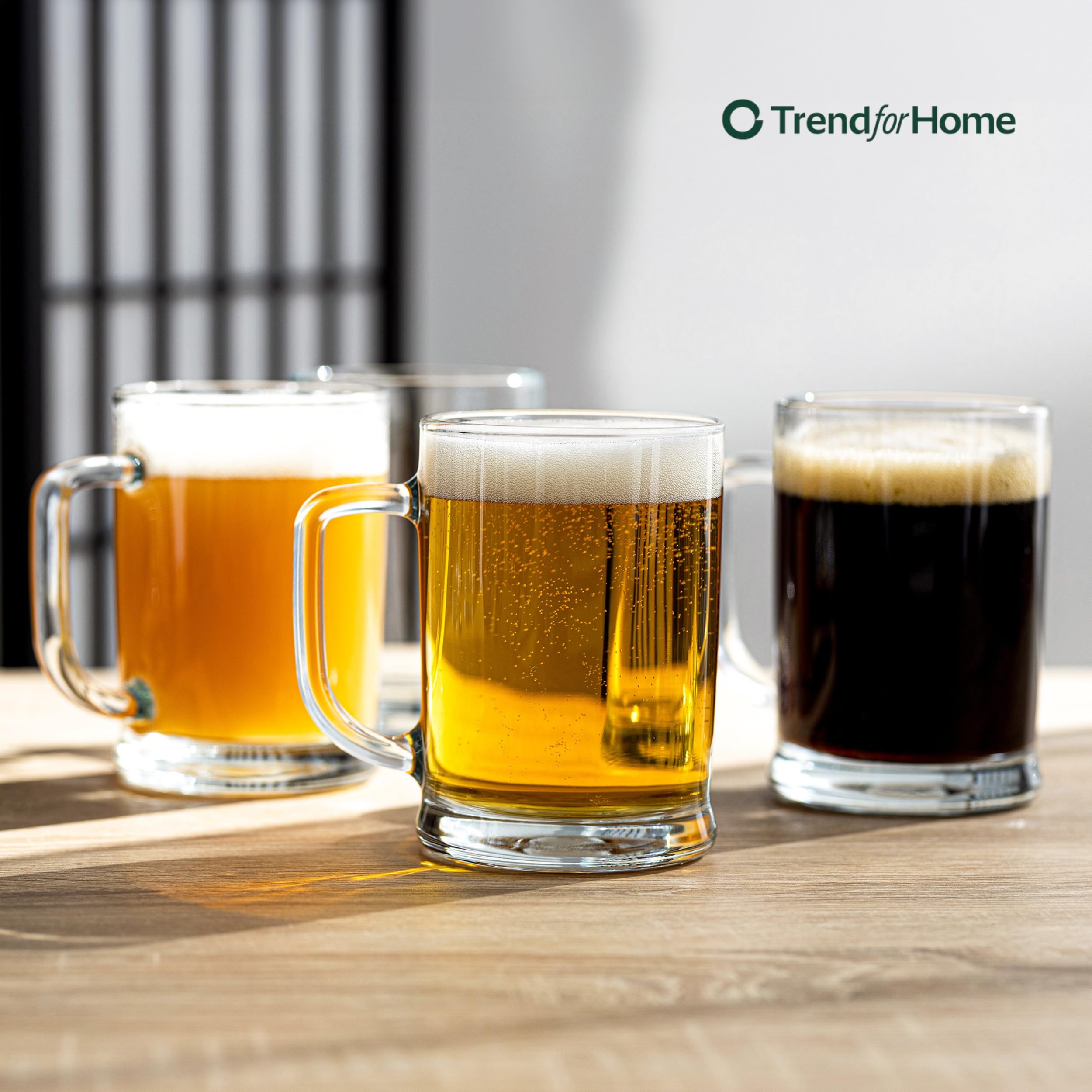 TREND FOR HOME Boccale Birra con Manico, 500 ml, Set da 6 Boccali Birra Set Bicchieri Birra Vetro Trasparente 0,5L, Lavabile in Lavastoviglie, Collezione Ulf