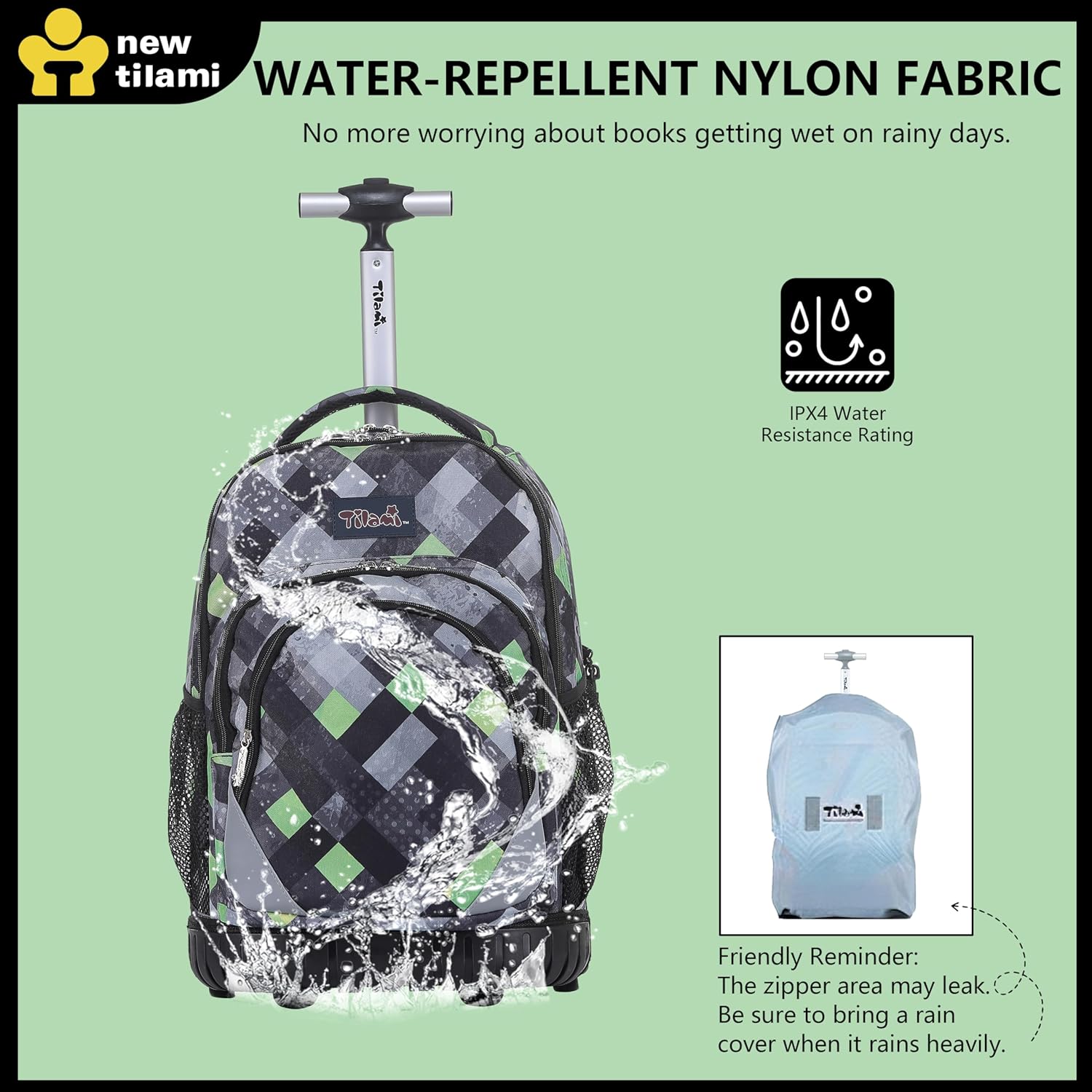 NEW TILAMI Rolling Backpack for Kids 18 Inch Wheeled Laptop Backpack Kids School Travel - Image 6