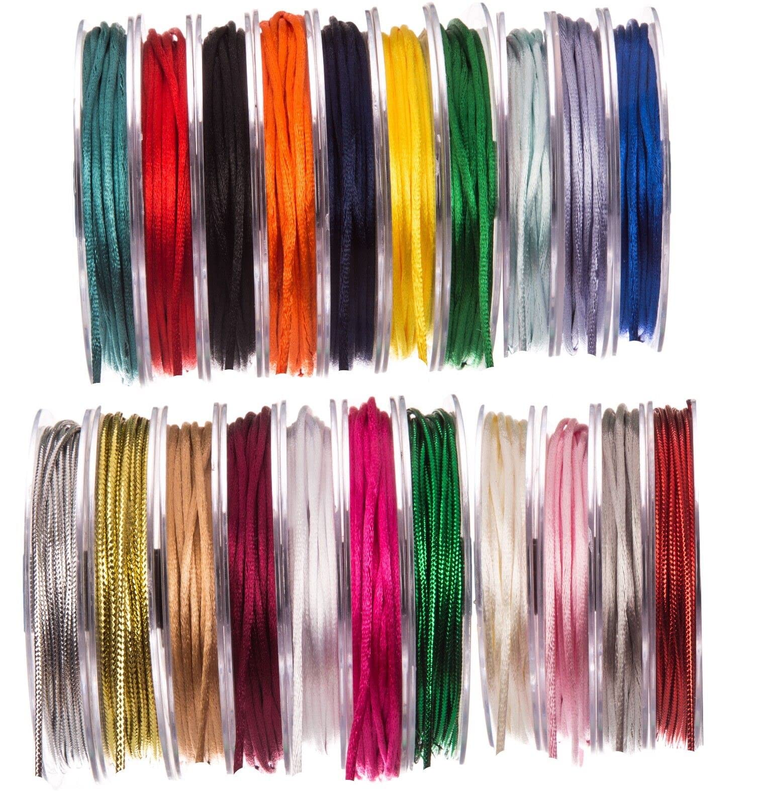 SUPER RIBBONS®™- Full Reel 3mm Satin Rattail Silk Cord, 20 Metres on Reel - Gold-Lurex