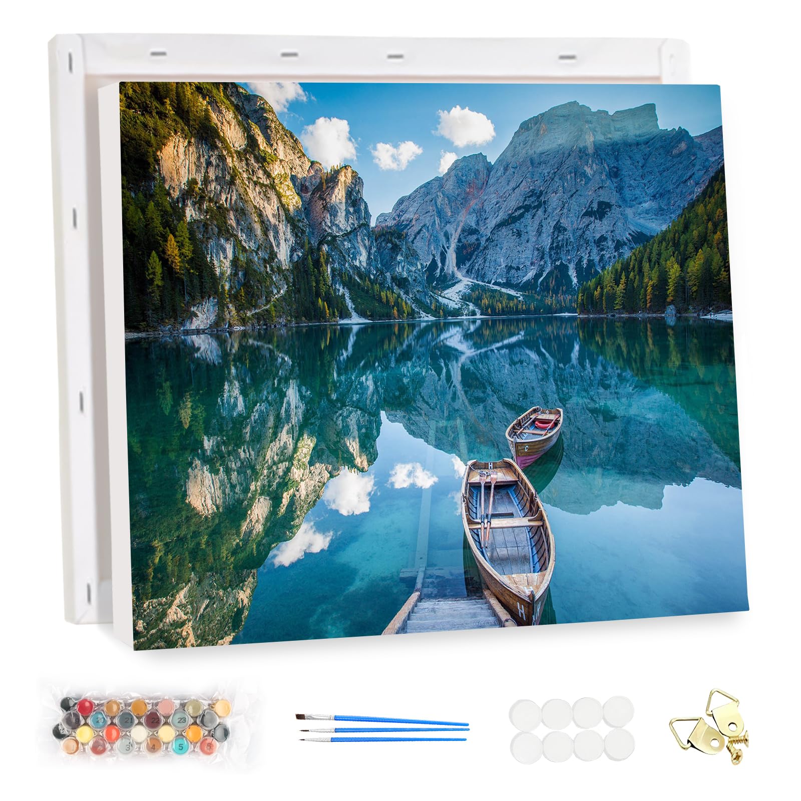 MEIYUDA Pintar por Numeros Adultos con Marco Lago de Montaña Natural, DIY Cuadro al óleo con Números para Paraíso, Kit de Pintura al óleo Digital para Adultos, Decoración para el Hogar 40x30cm