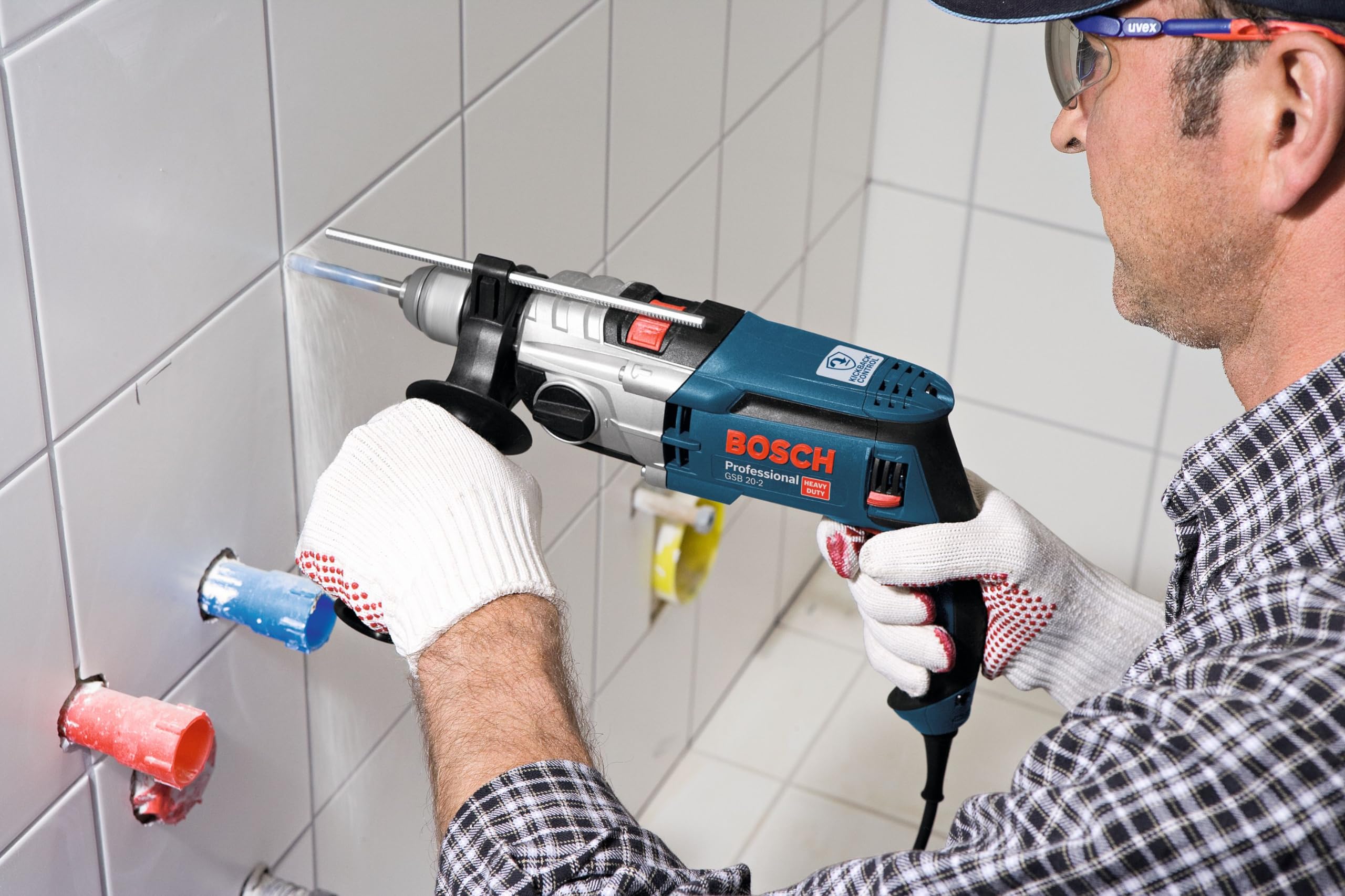 Bosch Professional: wiertarka udarowa GSB 20-2 (850 W, prędkość obrotowa bez obciążenia 3 000 min–1, zestaw osprzętu, walizka L-Case)