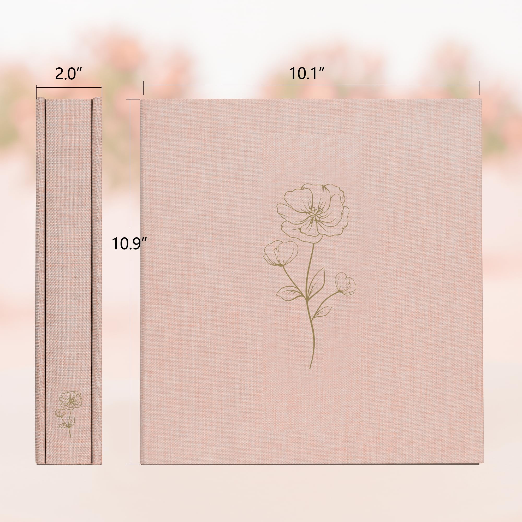 Álbum de fotos de 8 x 10 pulgadas, 100 fotos, álbum de fotos con 100 bolsillos, cubierta de tela de lino, álbum de fotos de 8 x 10 pulgadas para bodas, viajes, recuerdos familiares (rosa)