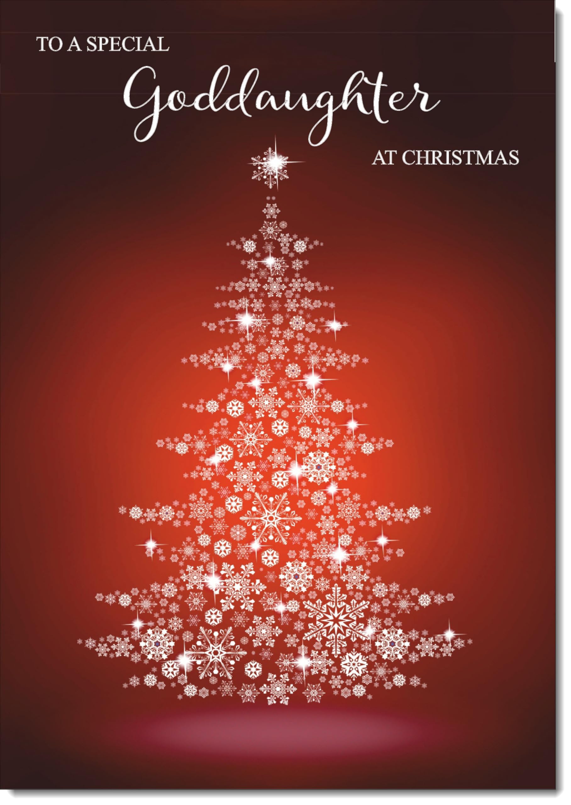 doodlecards Goddaughter Christmas Card Snowflake Christmas Tree Large A4 Size Christmas Card for Goddaughter with Plain Envelope — image 1
