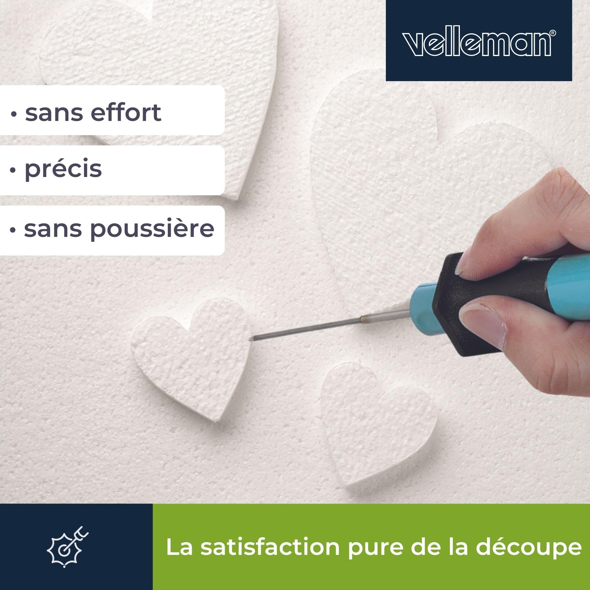 Velleman Découpeur de mousse 3-en-1 avec fil chaud couteau chaud et stylo graveur avec adaptateur 5V et support 8W chauffe rapide 10s idéal pour modélisme loisirs créatifs et décorations