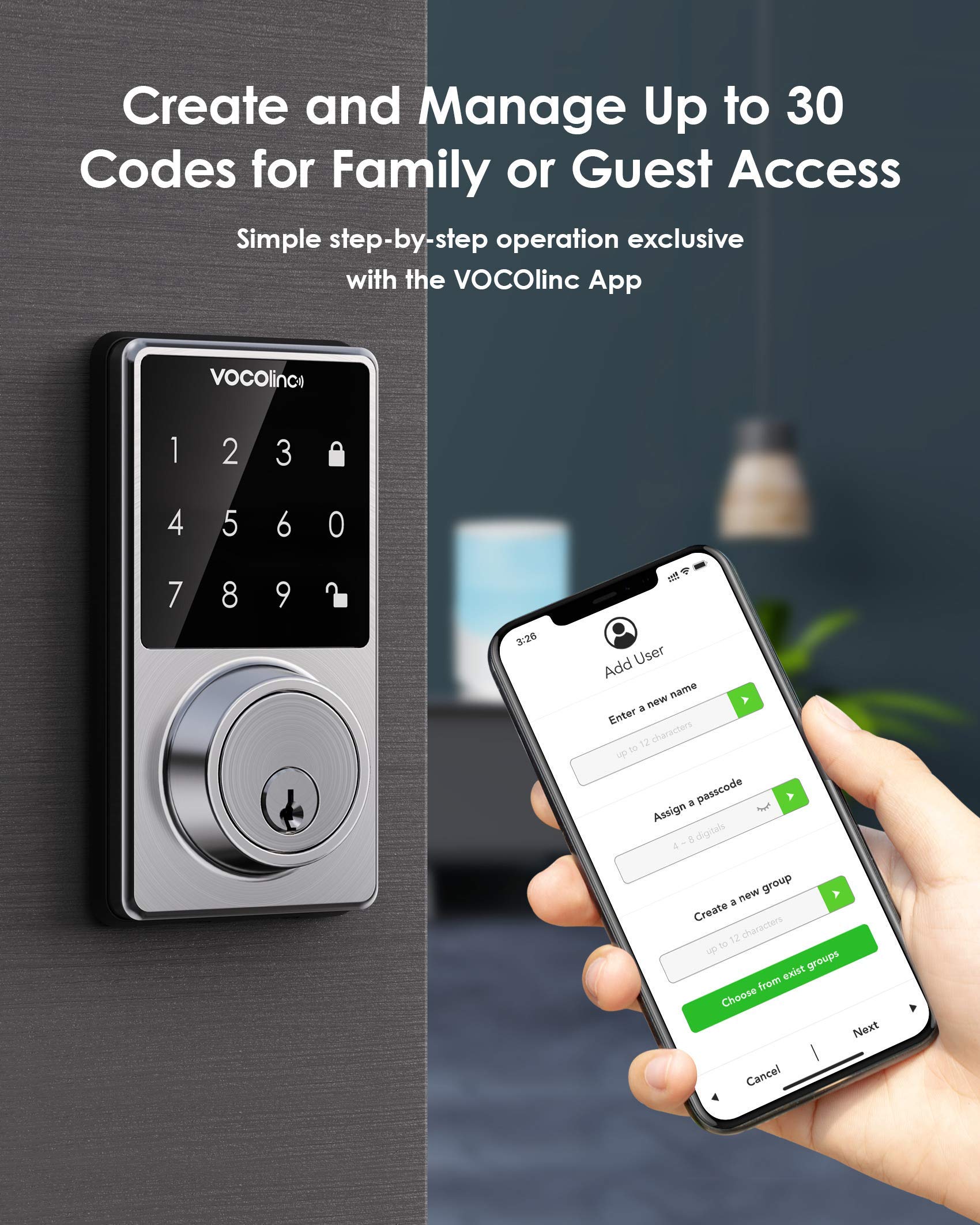 [2021 Upgraded] VOCOlinc Apple HomeKit ONLY Keyless Entry Deadbolt Door Lock Electronic LED
