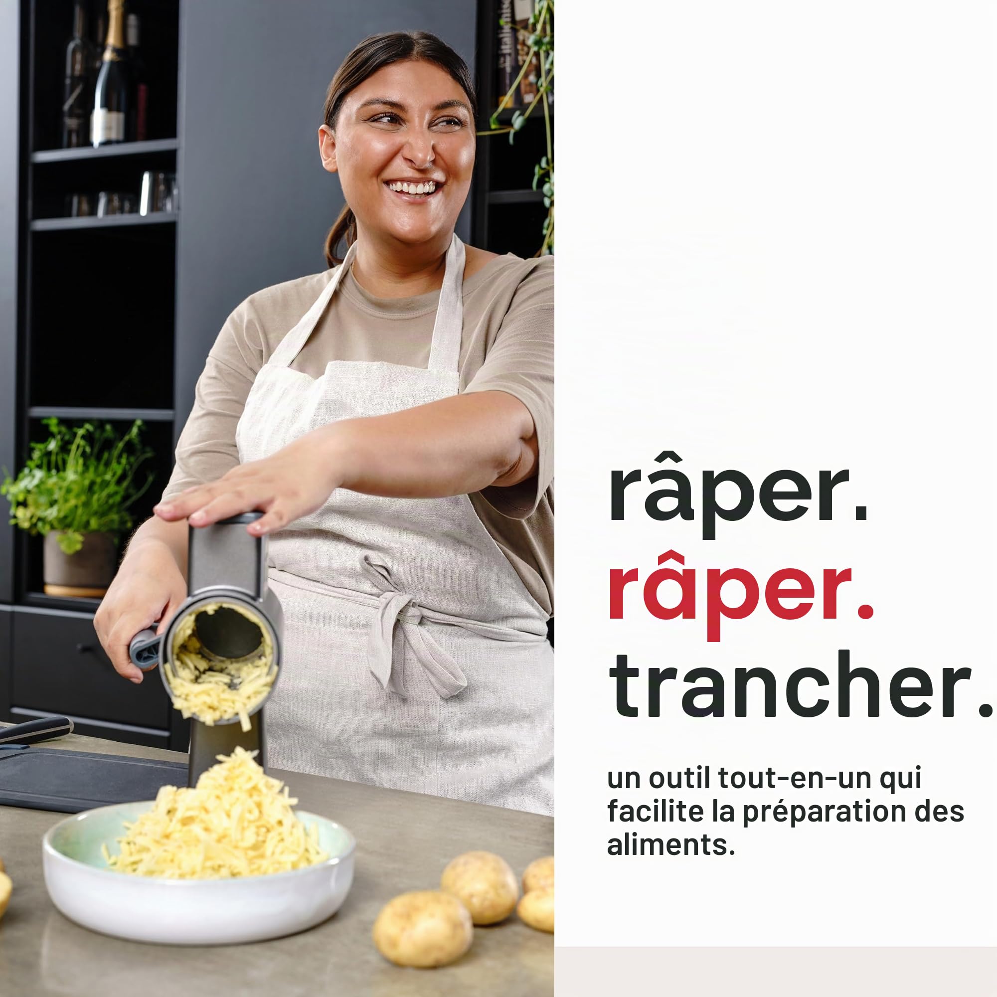 Zyliss Râpe à Fromage Rotative Gourmet avec Manivelle, Aluminium, 3 Tambours en Inox, Râpe à Fromage, Légumes, Chocolat, Carotte, Ventouse Antidérapante et Fixation de Table, Rapeuse Legume Manuelle